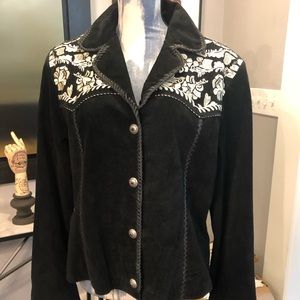 Ladies Skully XXL Black Suede Western Jacket
